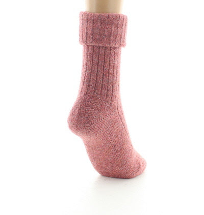 Chaussettes femme baby alpaga et fil pailleté ROSE