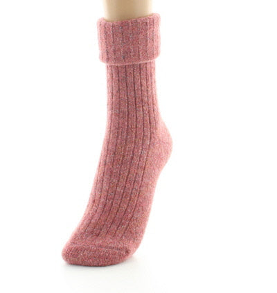 Chaussettes femme baby alpaga et fil pailleté ROSE