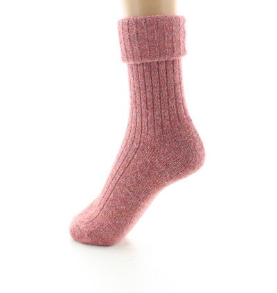 Chaussettes femme baby alpaga et fil pailleté ROSE