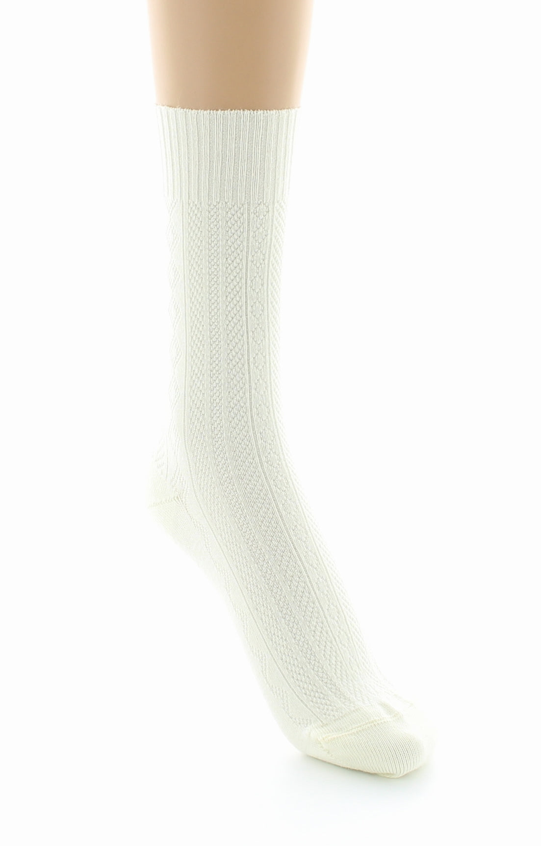 Chaussettes femme Confort à maille fantaisie en laine peignée ECRU