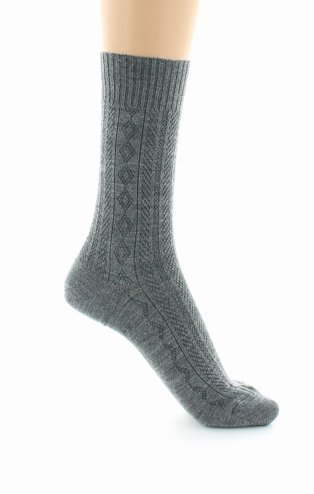 Chaussettes femme Confort à maille fantaisie en laine peignée GRIS