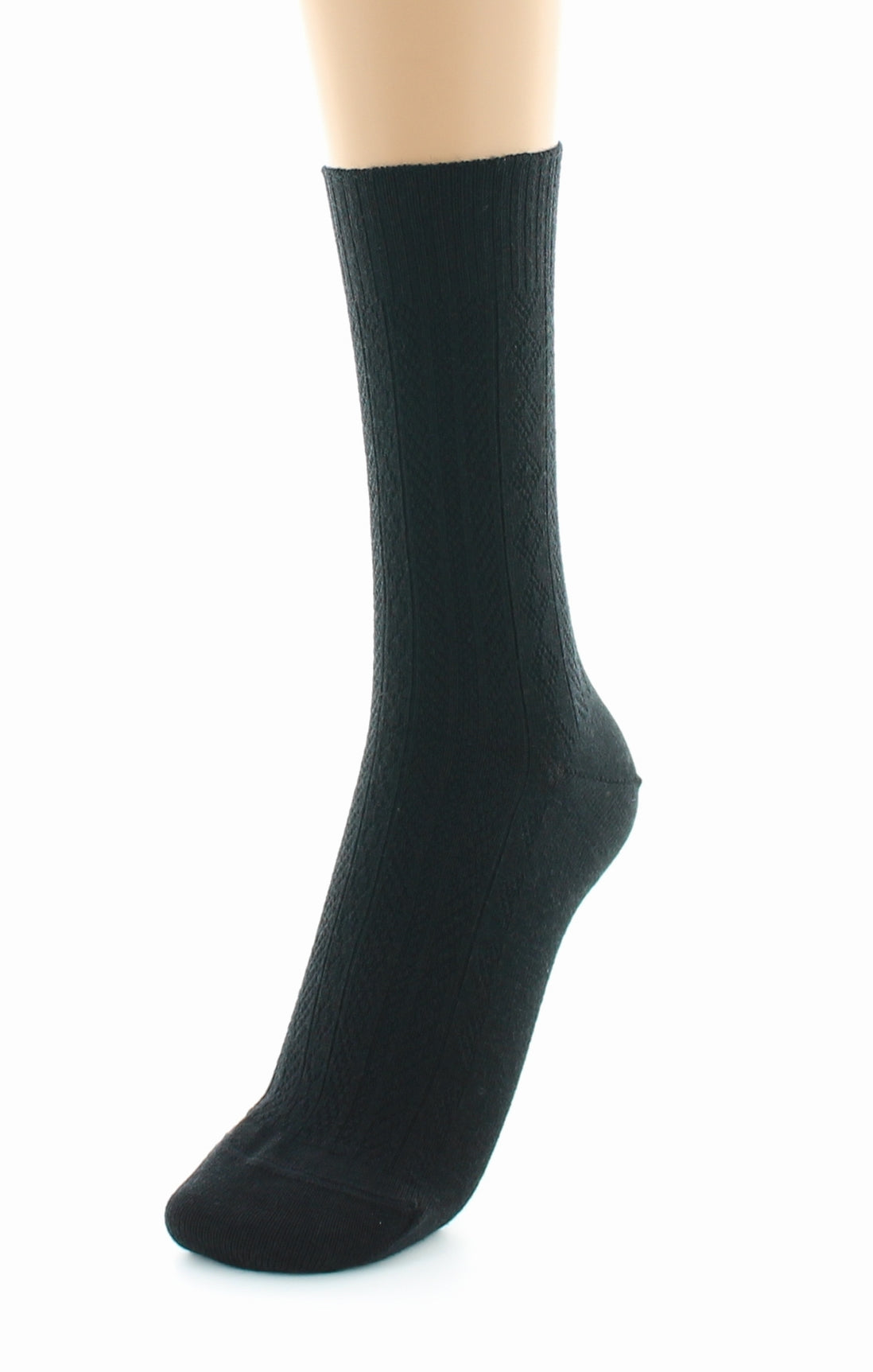 Chaussettes femme Confort à maille fantaisie en laine peignée NOIR