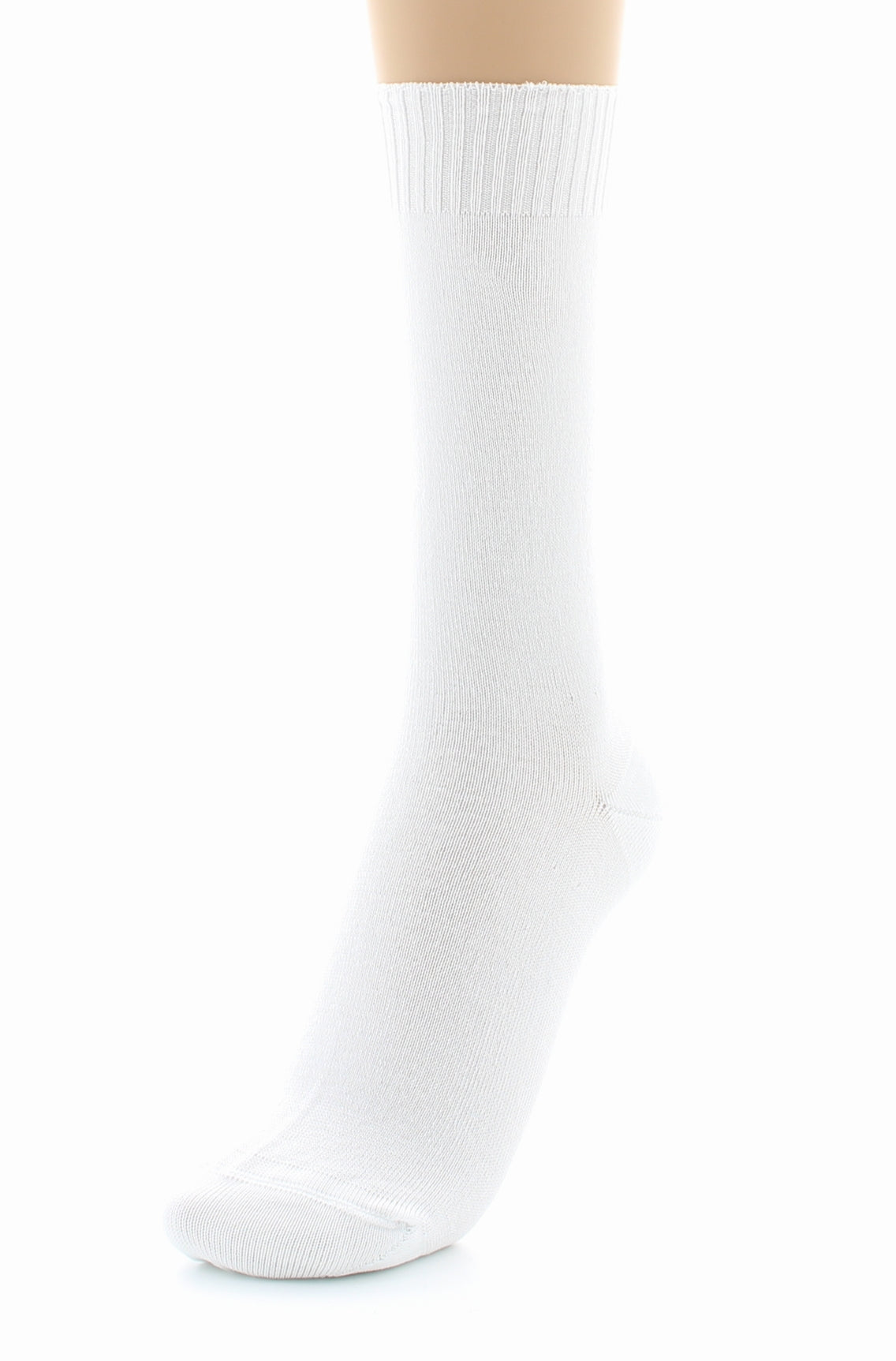 Chaussettes femme confort en fil d'Écosse à maille unie sans élastique BLANC