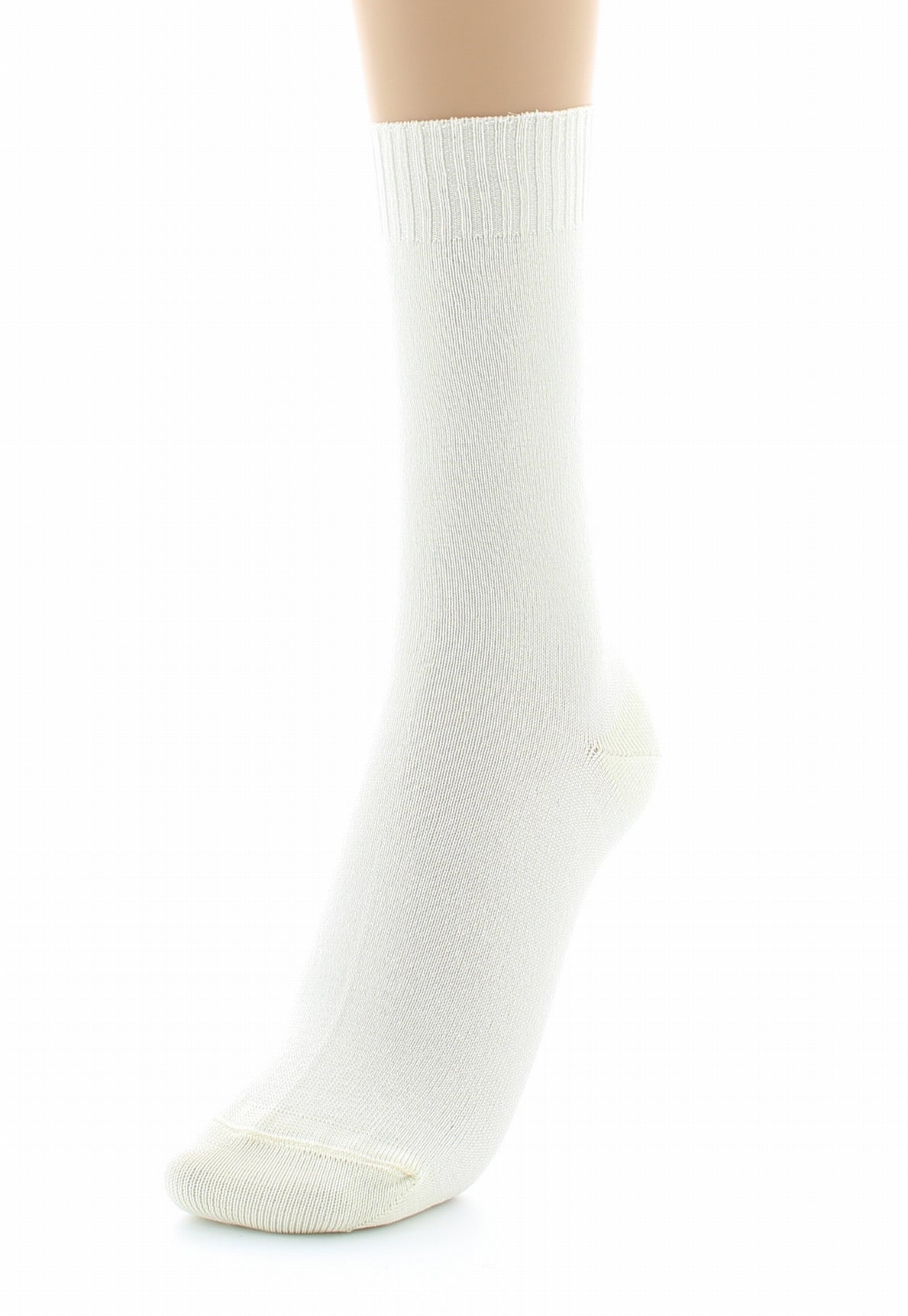 Chaussettes femme confort en fil d'Écosse à maille unie sans élastique ECRU