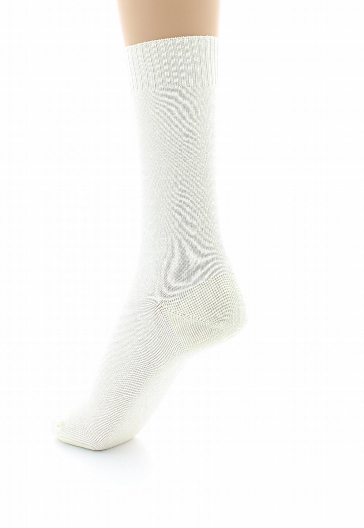 Chaussettes femme confort en fil d'Écosse à maille unie sans élastique ECRU