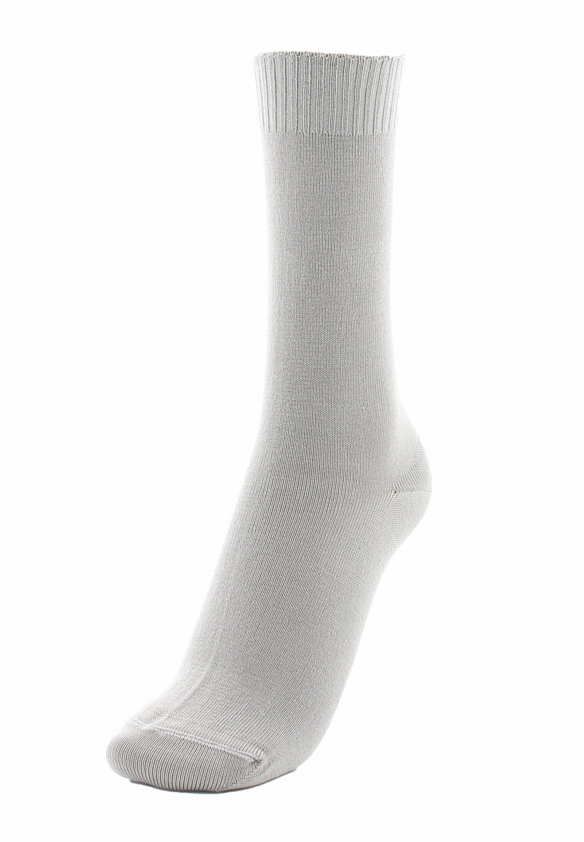 Chaussettes femme confort en fil d'Écosse à maille unie sans élastique GRIS CLAIR