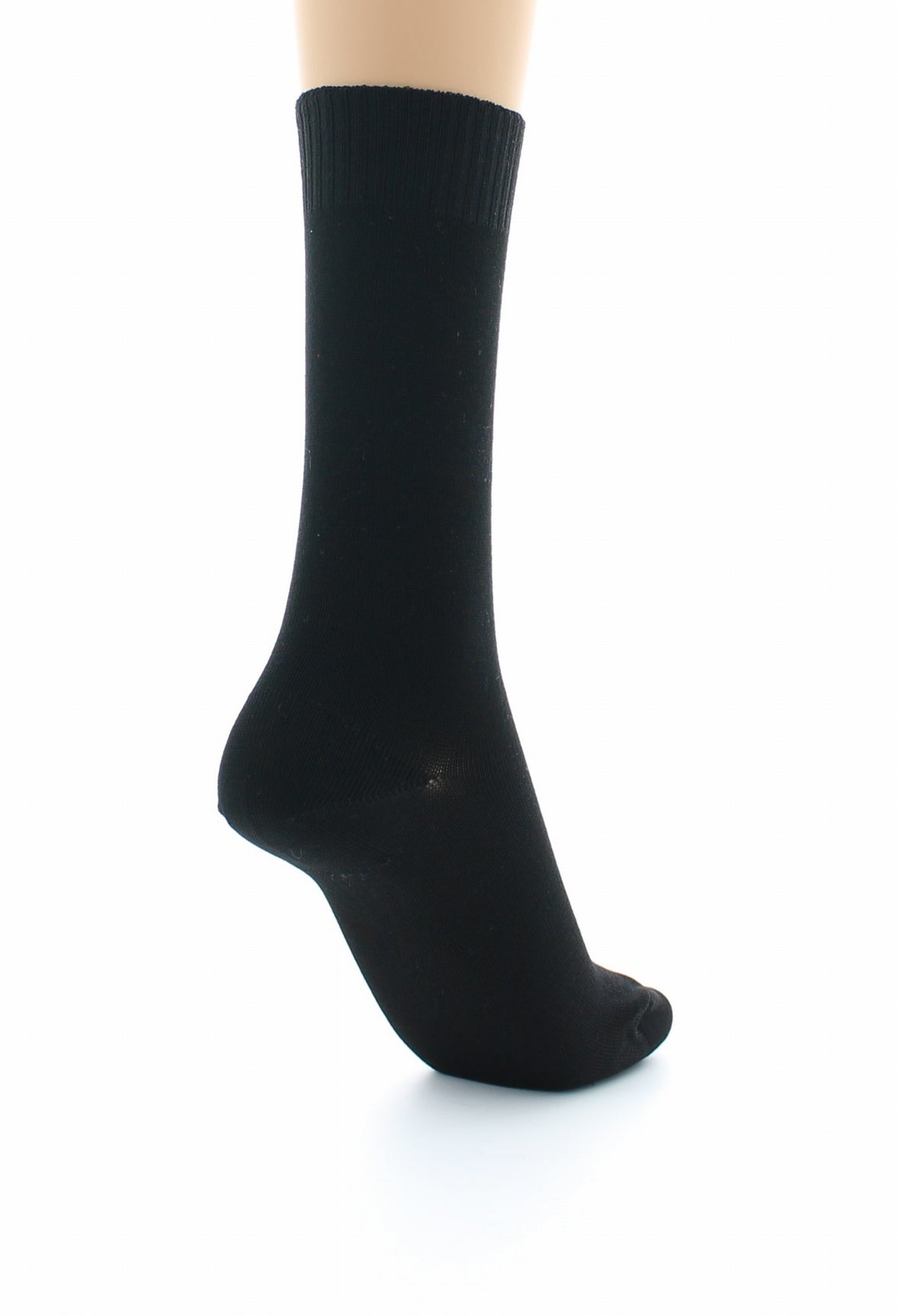 Chaussettes femme confort en fil d'Écosse à maille unie sans élastique NOIR