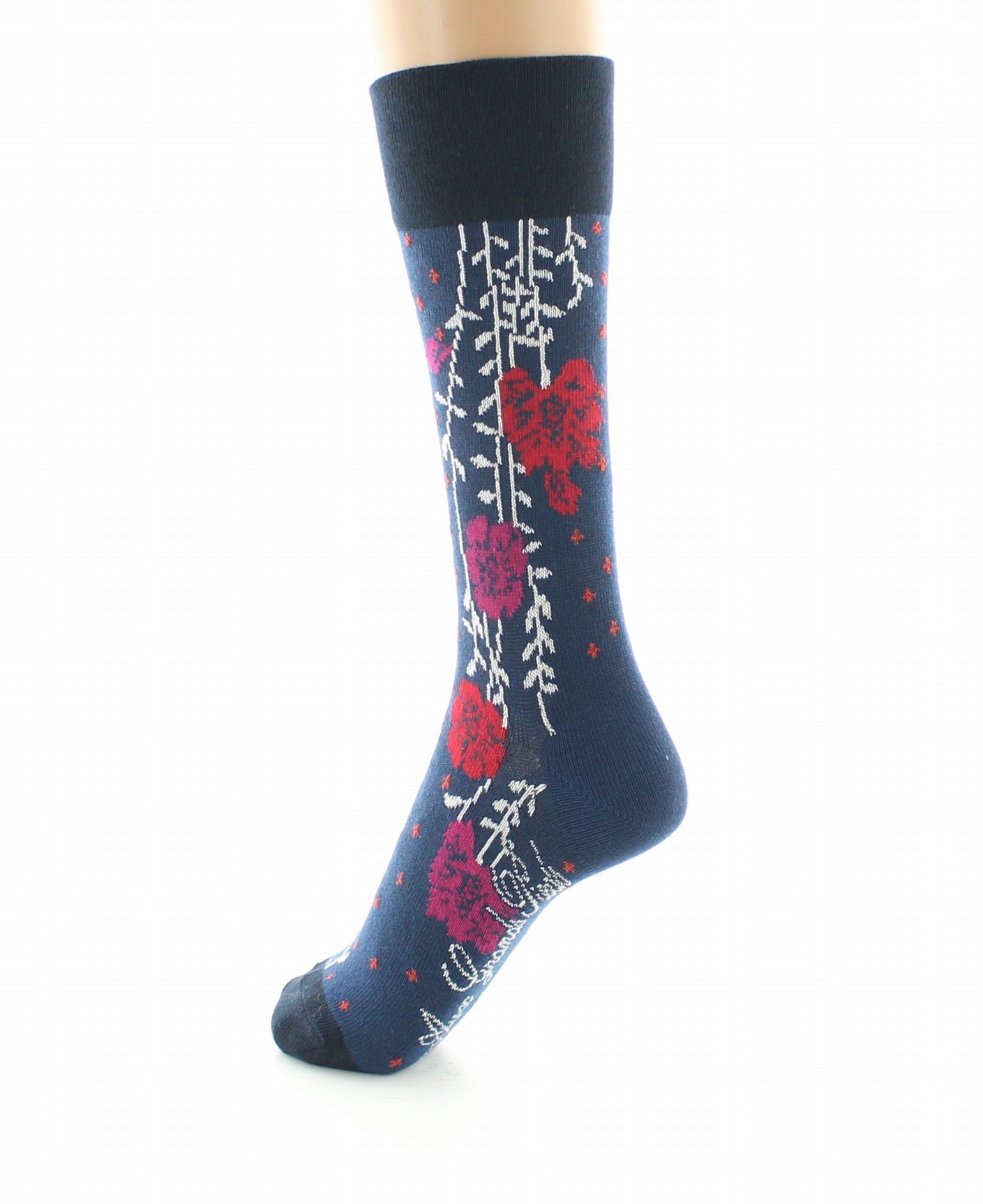 Chaussettes femme coton fleurs Art Déco BLEU