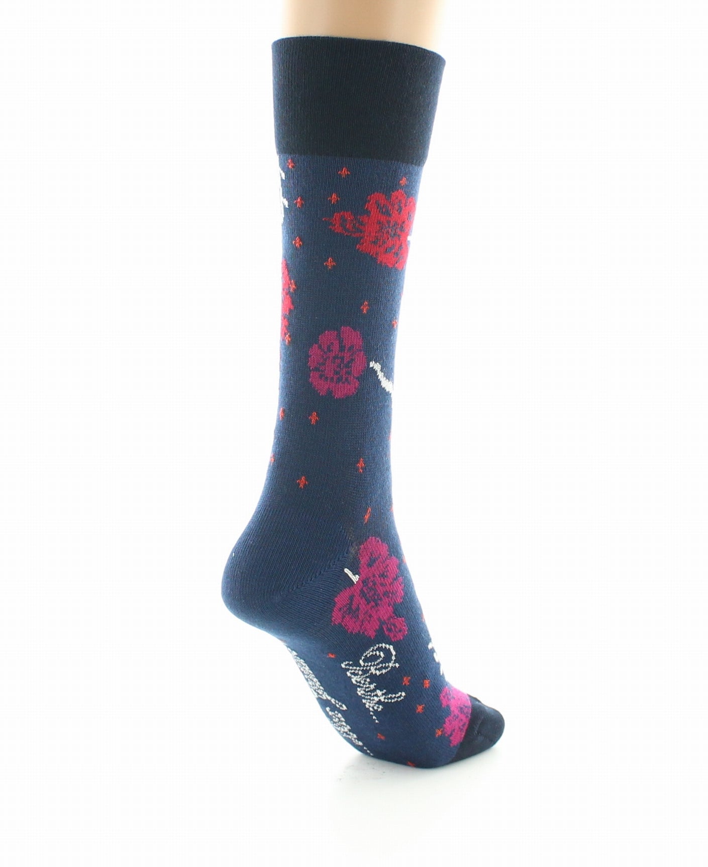 Chaussettes femme coton fleurs Art Déco BLEU