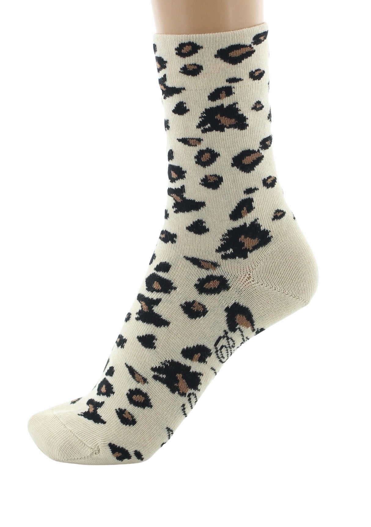 Chaussettes femme coton Léopard Écru | Berthe Aux Grands Pied ECRU