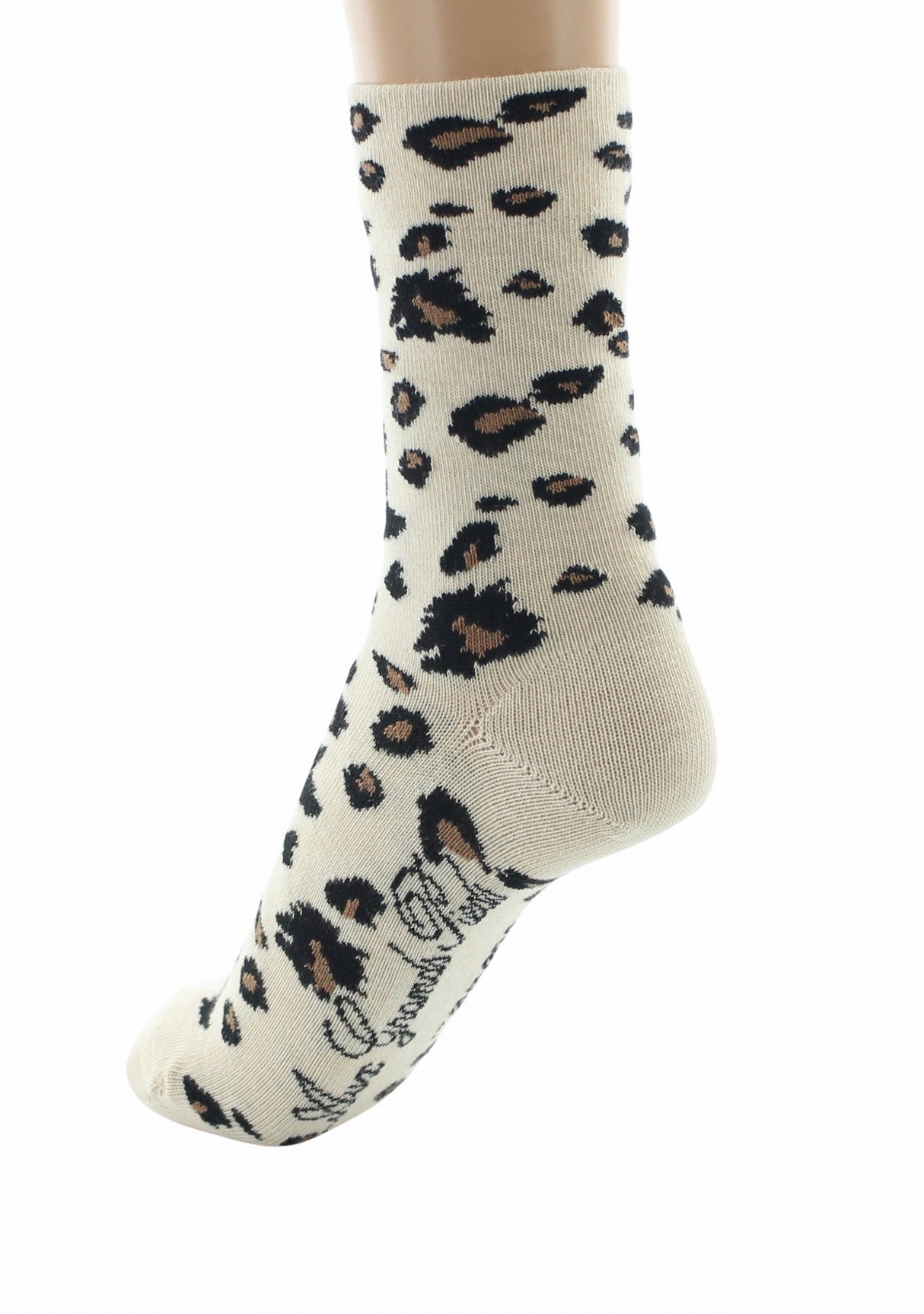 Chaussettes femme coton Léopard Écru | Berthe Aux Grands Pied ECRU