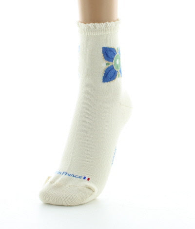 Chaussettes femme coton mosaïques ECRU