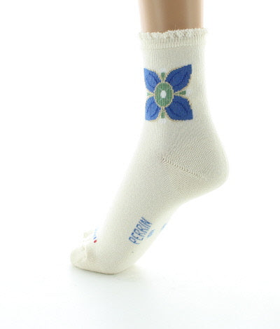 Chaussettes femme coton mosaïques ECRU