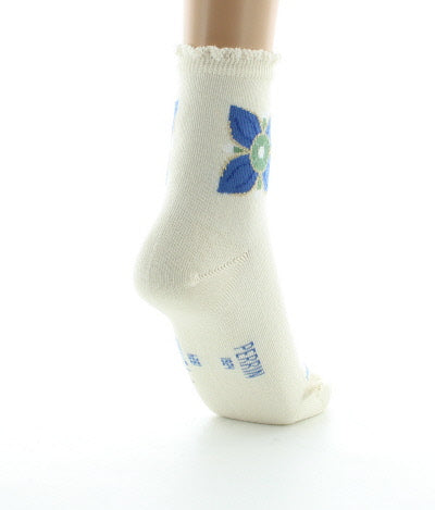 Chaussettes femme coton mosaïques ECRU