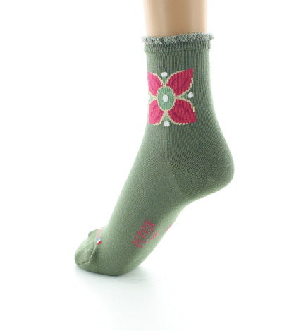 Chaussettes femme coton mosaïques KAKI