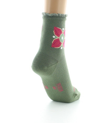 Chaussettes femme coton mosaïques KAKI