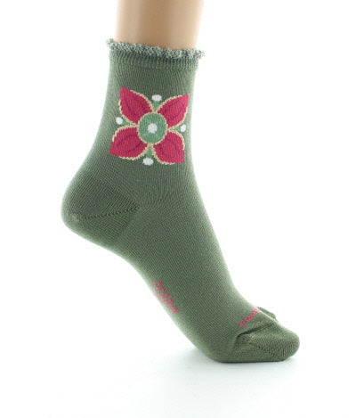 Chaussettes femme coton mosaïques KAKI