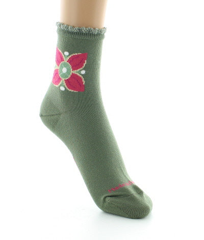 Chaussettes femme coton mosaïques KAKI