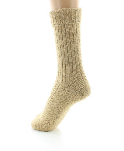 Chaussettes femme en baby alpaga et lurex pailleté BEIGE