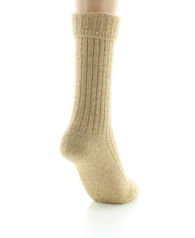 Chaussettes femme en baby alpaga et lurex pailleté BEIGE