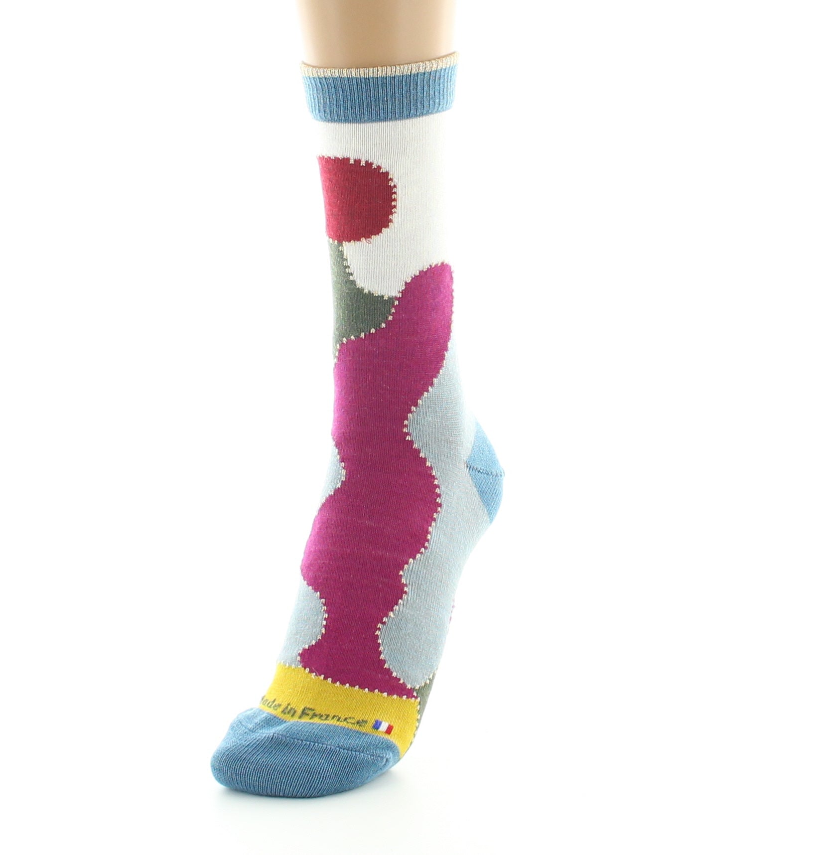 Chaussettes femme en laine peignée Patchwork Multicolore MULTICOLORE