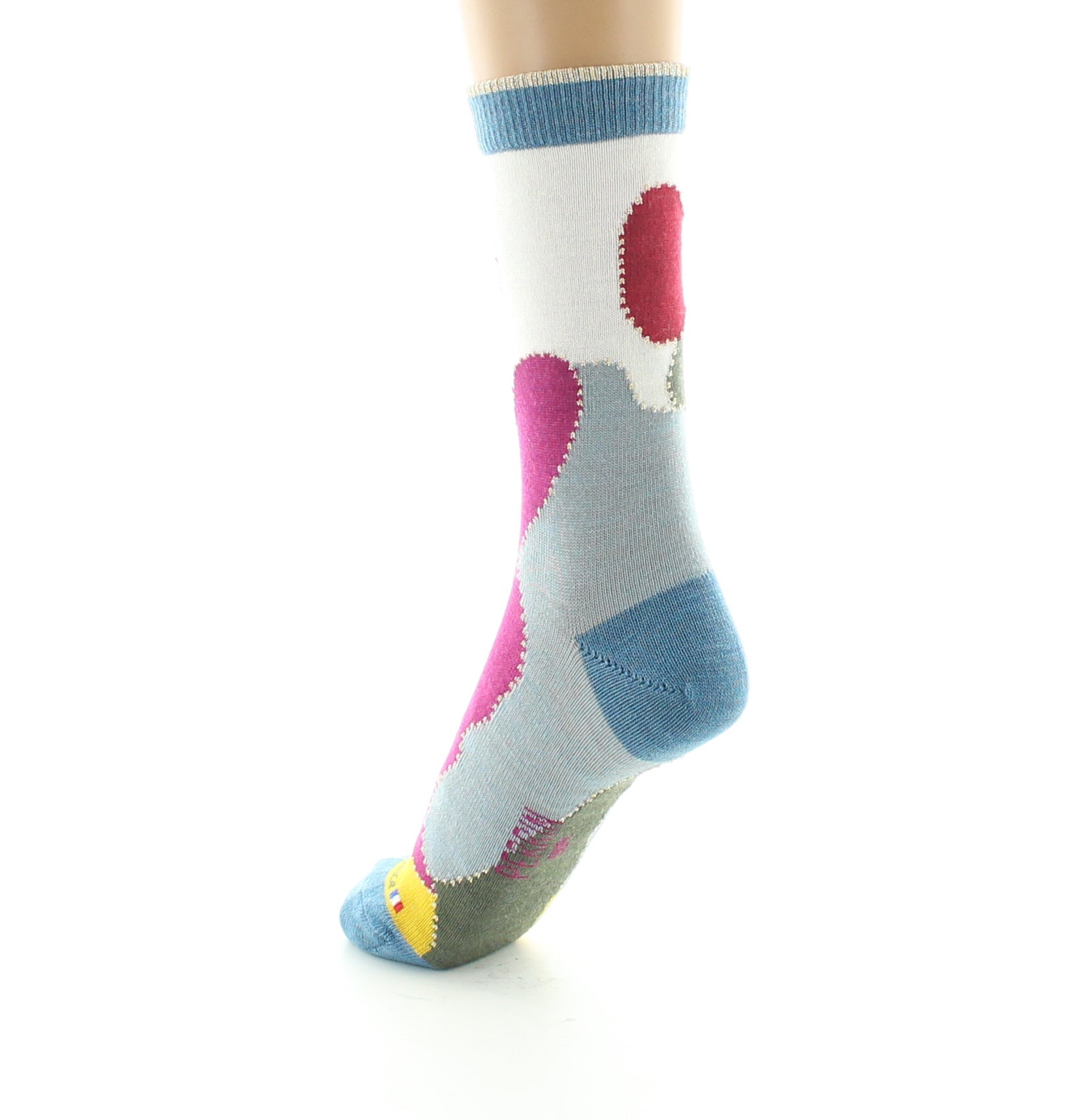 Chaussettes femme en laine peignée Patchwork Multicolore MULTICOLORE