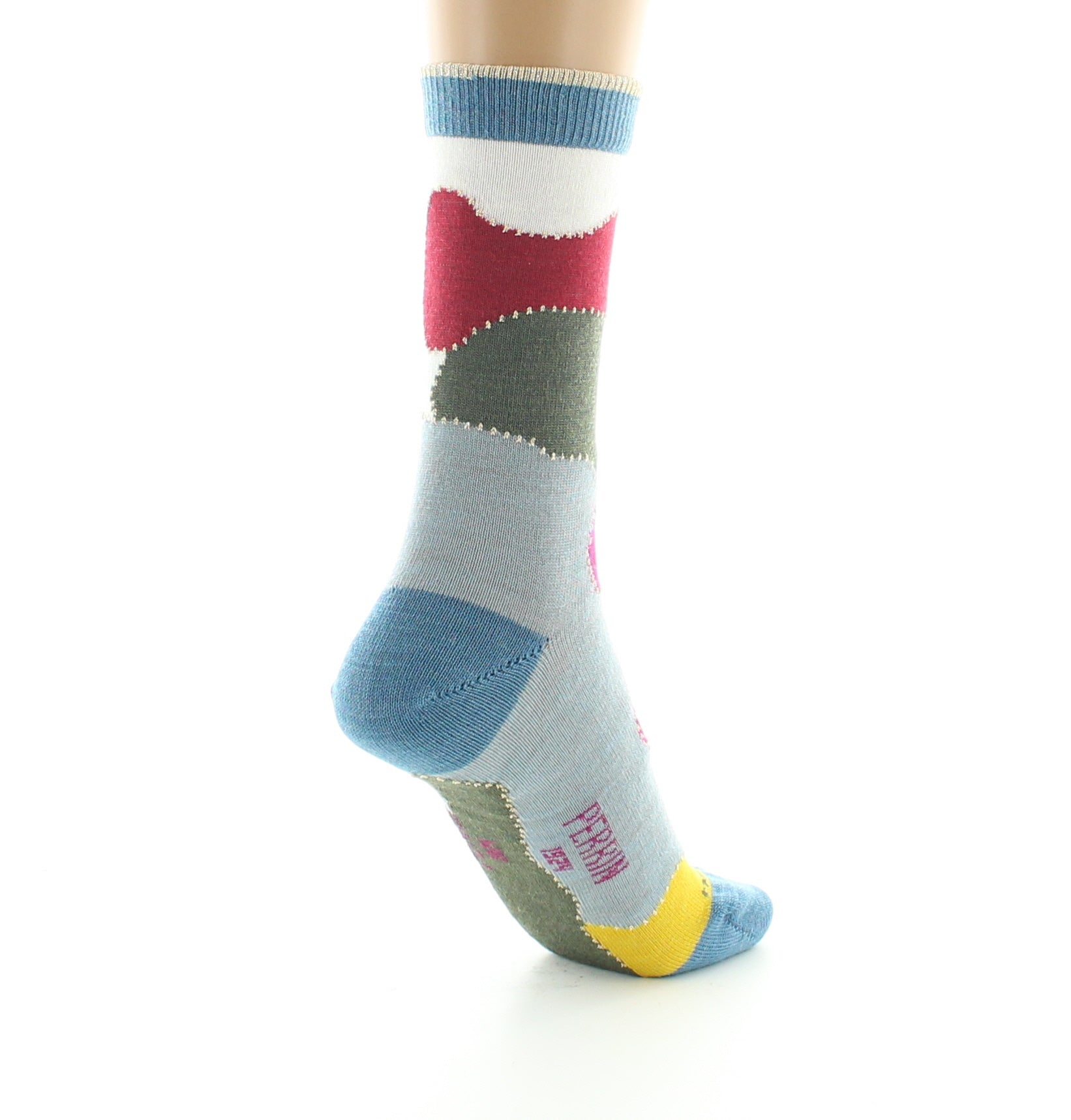 Chaussettes femme en laine peignée Patchwork Multicolore MULTICOLORE