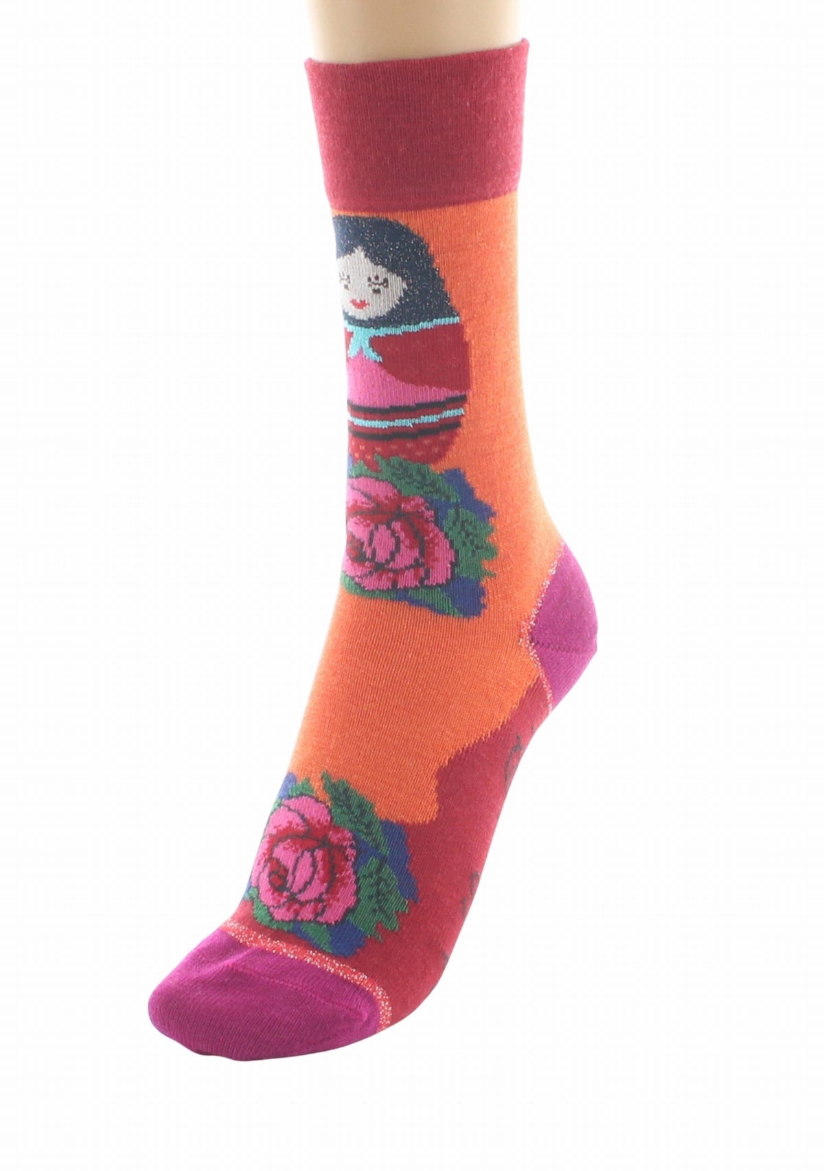 Chaussettes femme en laine Poupée Russe - Berthe ORANGE