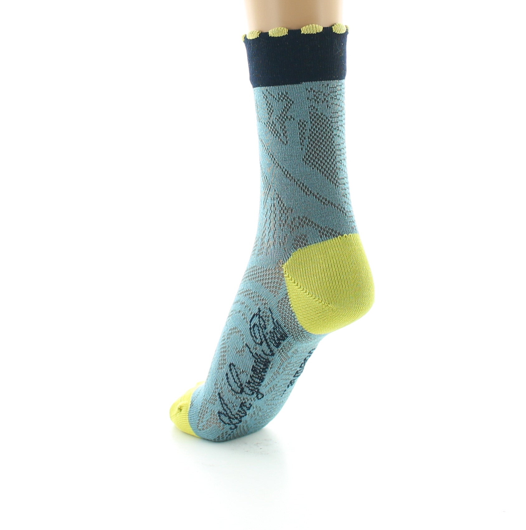 Chaussettes femme fil d'Ecosse motifs Art Déco BLEU