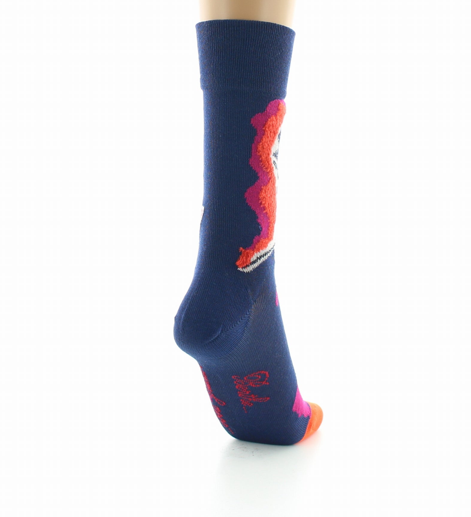 Chaussettes femme fil d'Ecosse représentation de la femme au foulard BLEU MARINE