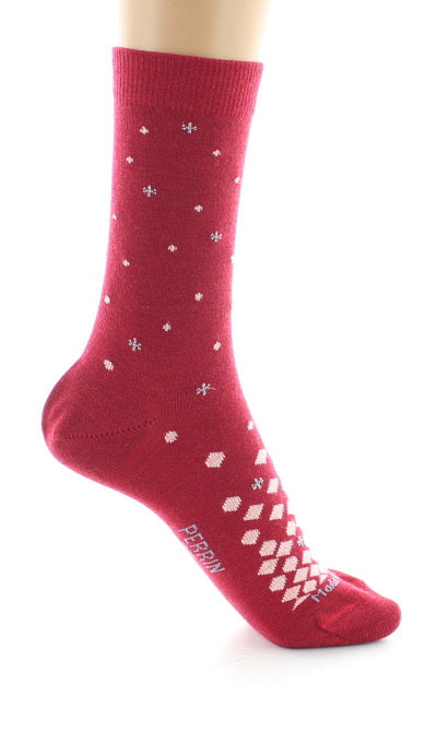 Chaussettes femme Jacquard de Noël en laine ROUGE