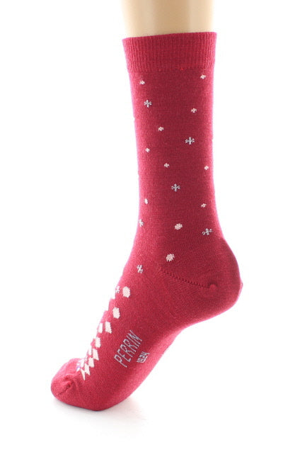 Chaussettes femme Jacquard de Noël en laine ROUGE