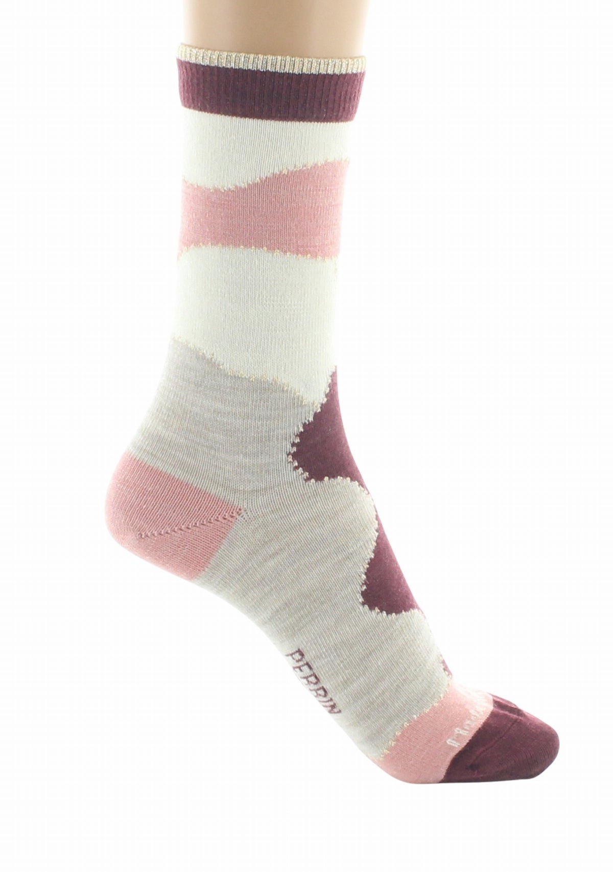 Chaussettes femme laine Patchwork Rose - Perrin ROSE