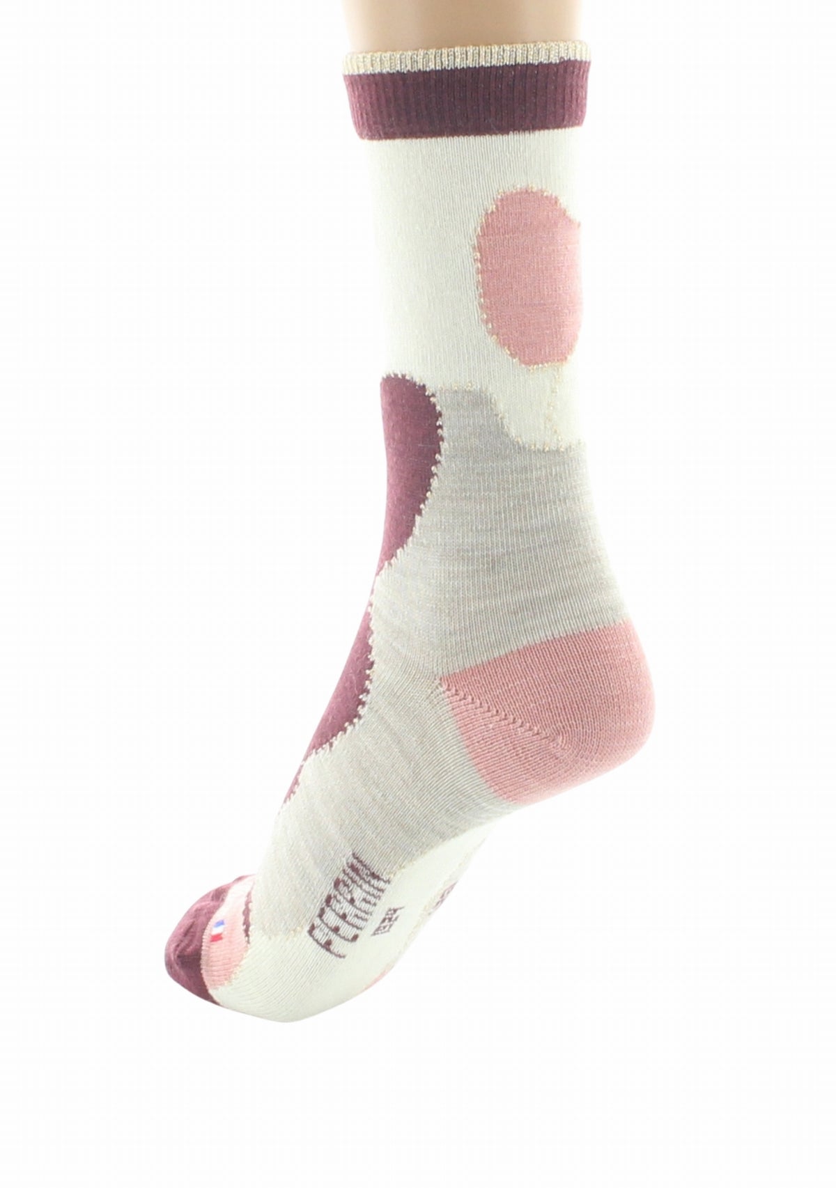 Chaussettes femme laine Patchwork Rose - Perrin ROSE