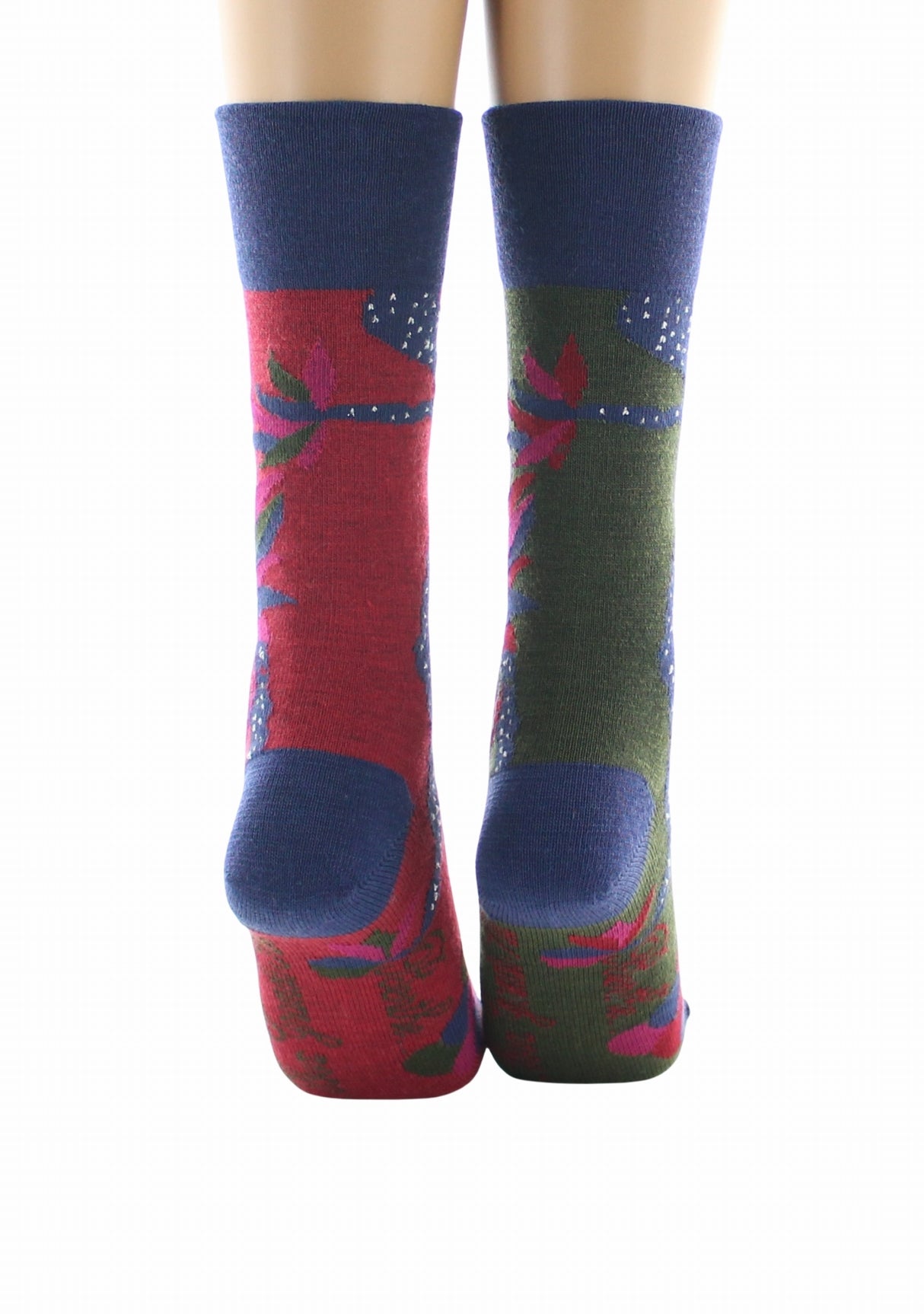 Chaussettes femme laine peignée Berthe Le Paon KAKI