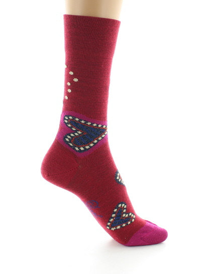 Chaussettes femme laine peignée cœur rouge ROUGE