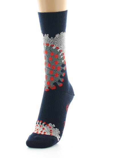 Chaussettes femme laine peignée coraux MARINE