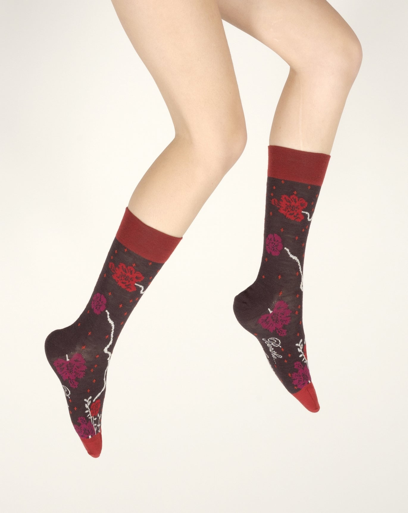 Chaussettes femme laine peignée couleurs d'automne BORDEAUX