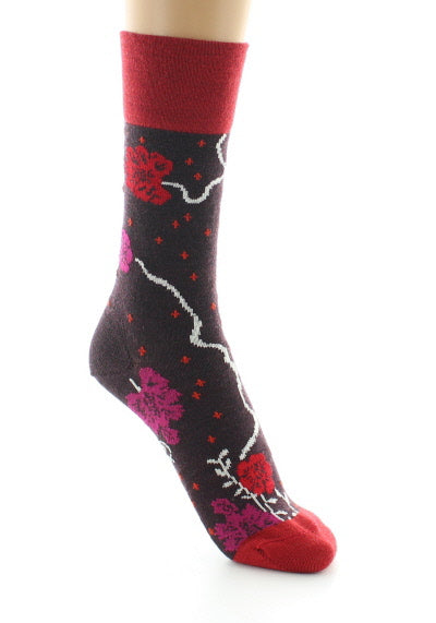 Chaussettes femme laine peignée couleurs d'automne BORDEAUX