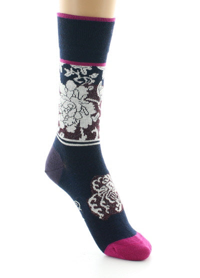 Chaussettes femme laine peignée kimono MARINE