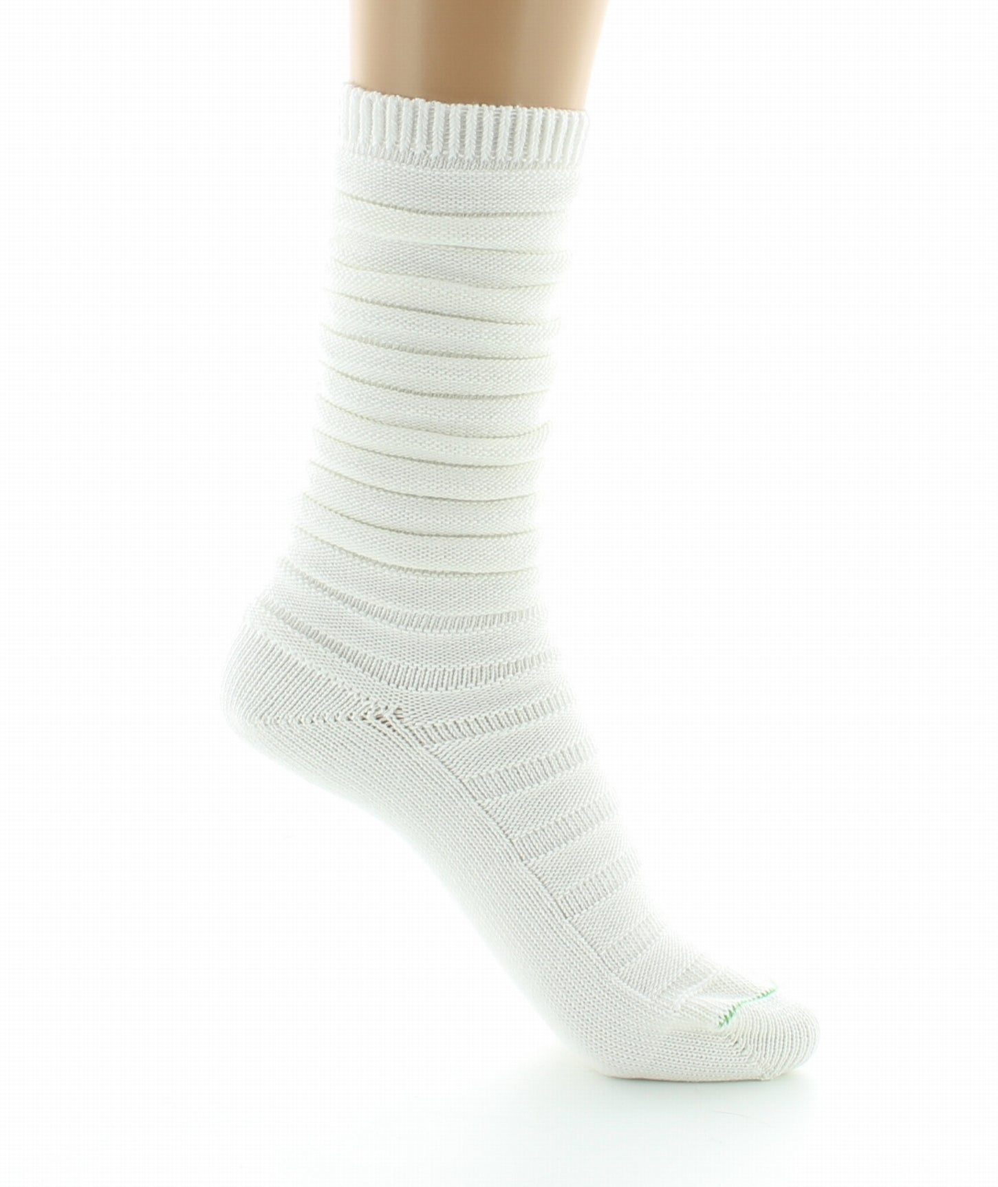 Chaussettes Femme Maille Plissée Pur coton Bio BLANC