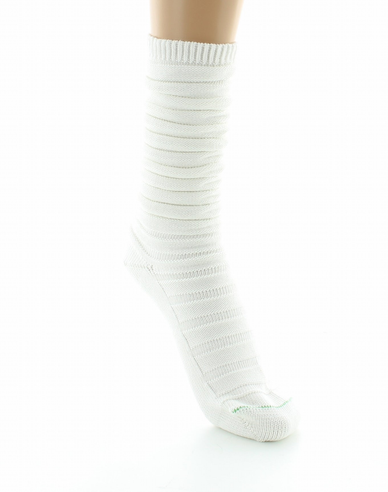 Chaussettes Femme Maille Plissée Pur coton Bio BLANC