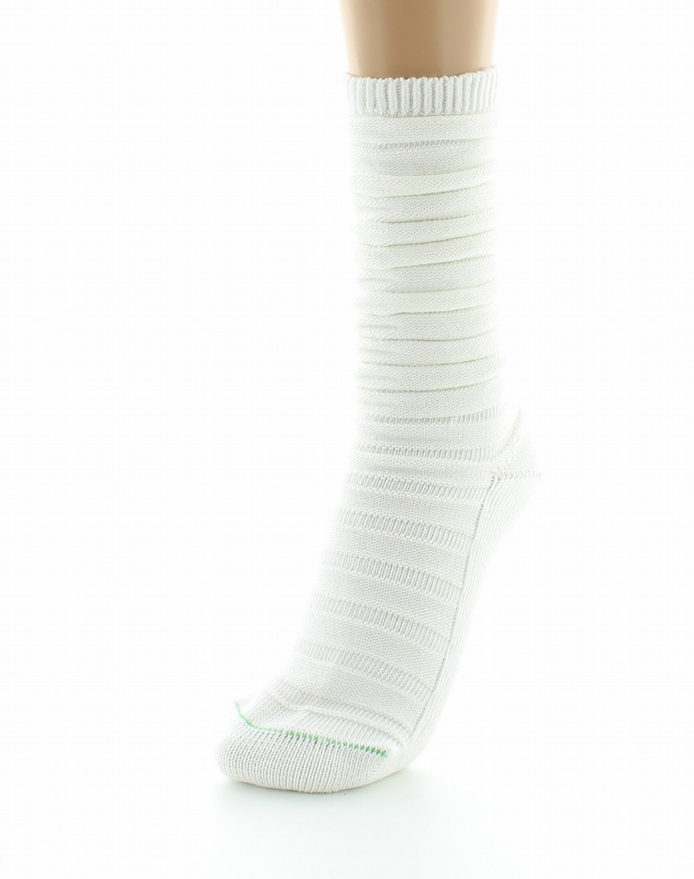 Chaussettes Femme Maille Plissée Pur coton Bio BLANC