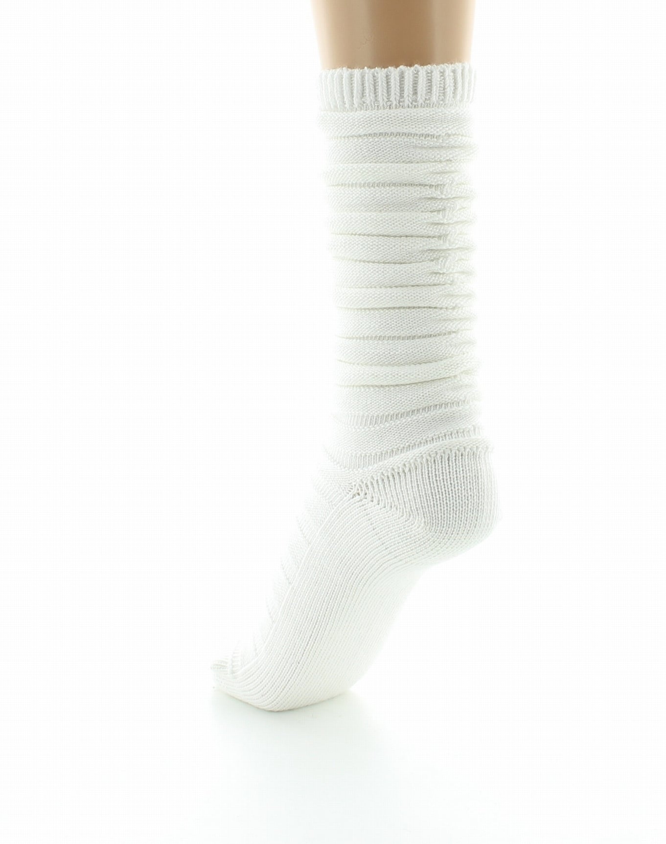 Chaussettes Femme Maille Plissée Pur coton Bio BLANC