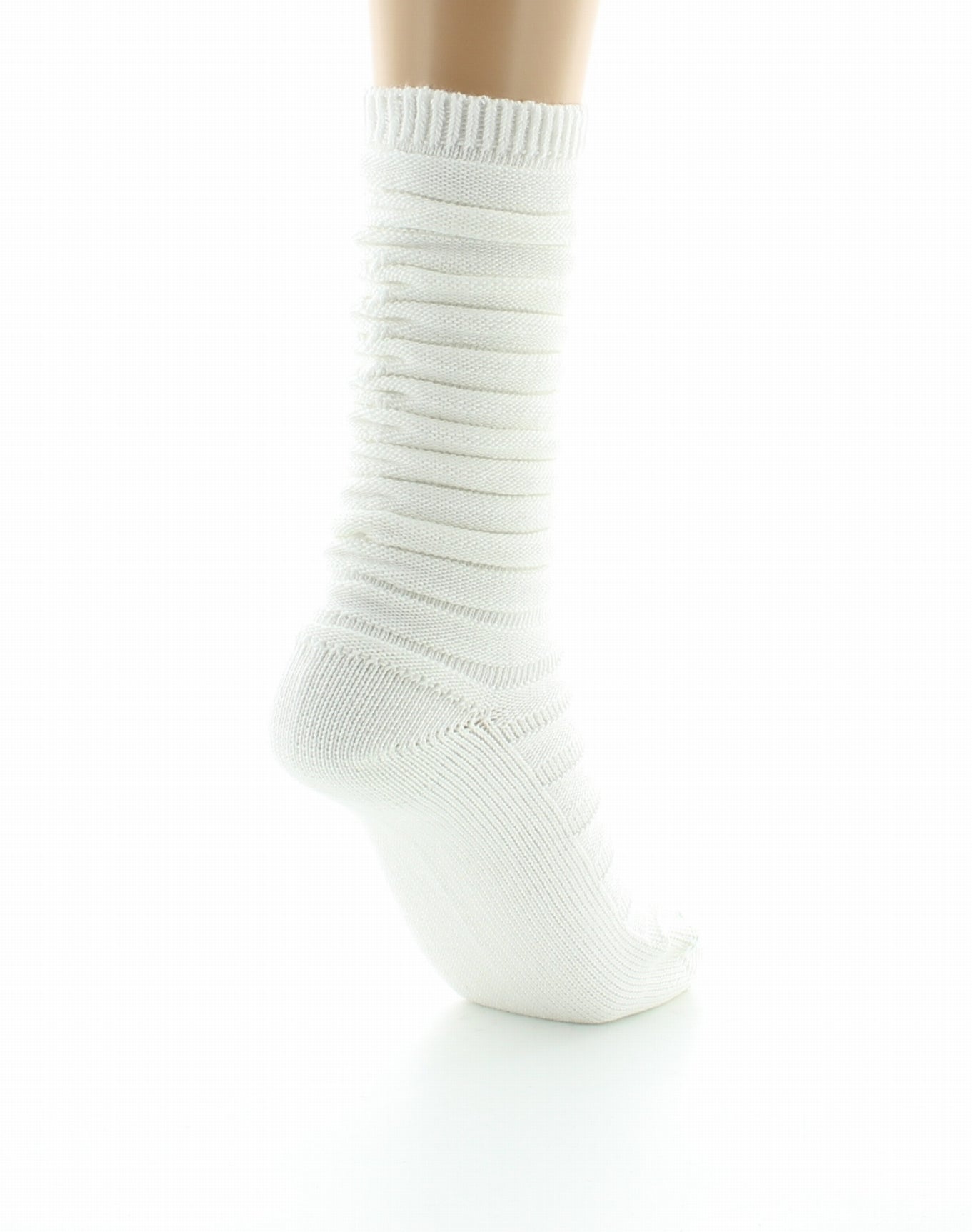 Chaussettes Femme Maille Plissée Pur coton Bio BLANC