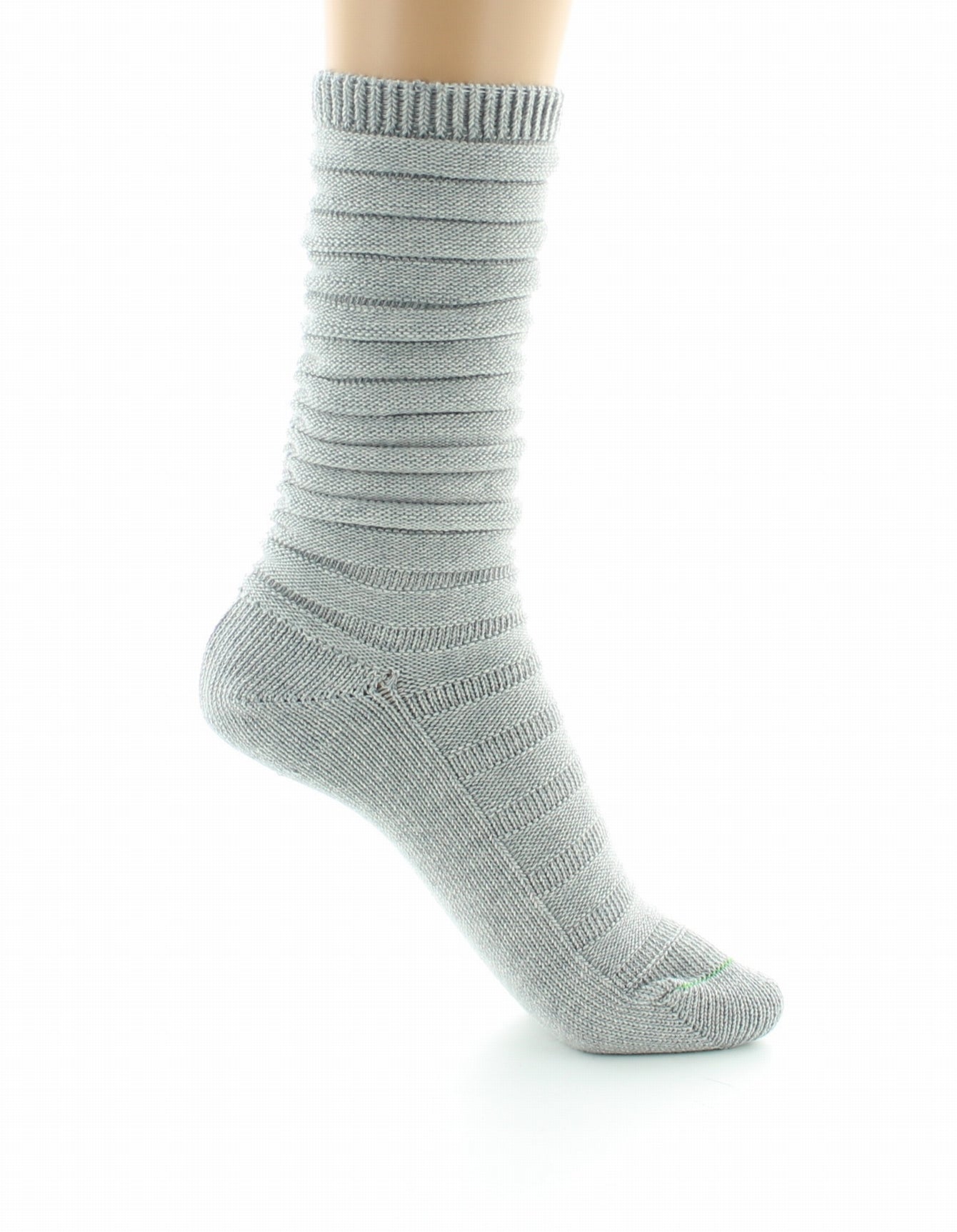 Chaussettes Femme Maille Plissée Pur coton Bio GRIS CLAIR