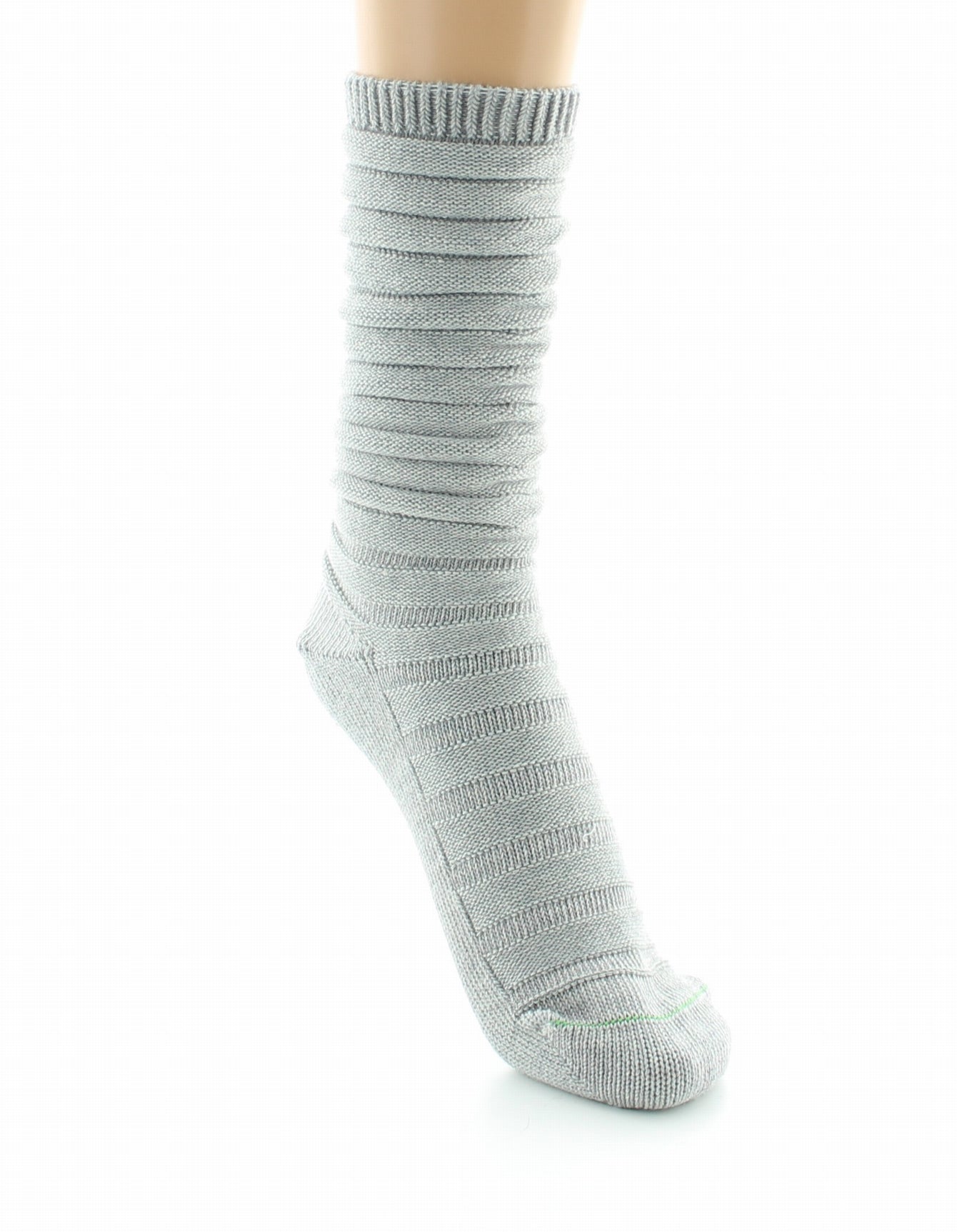 Chaussettes Femme Maille Plissée Pur coton Bio GRIS CLAIR