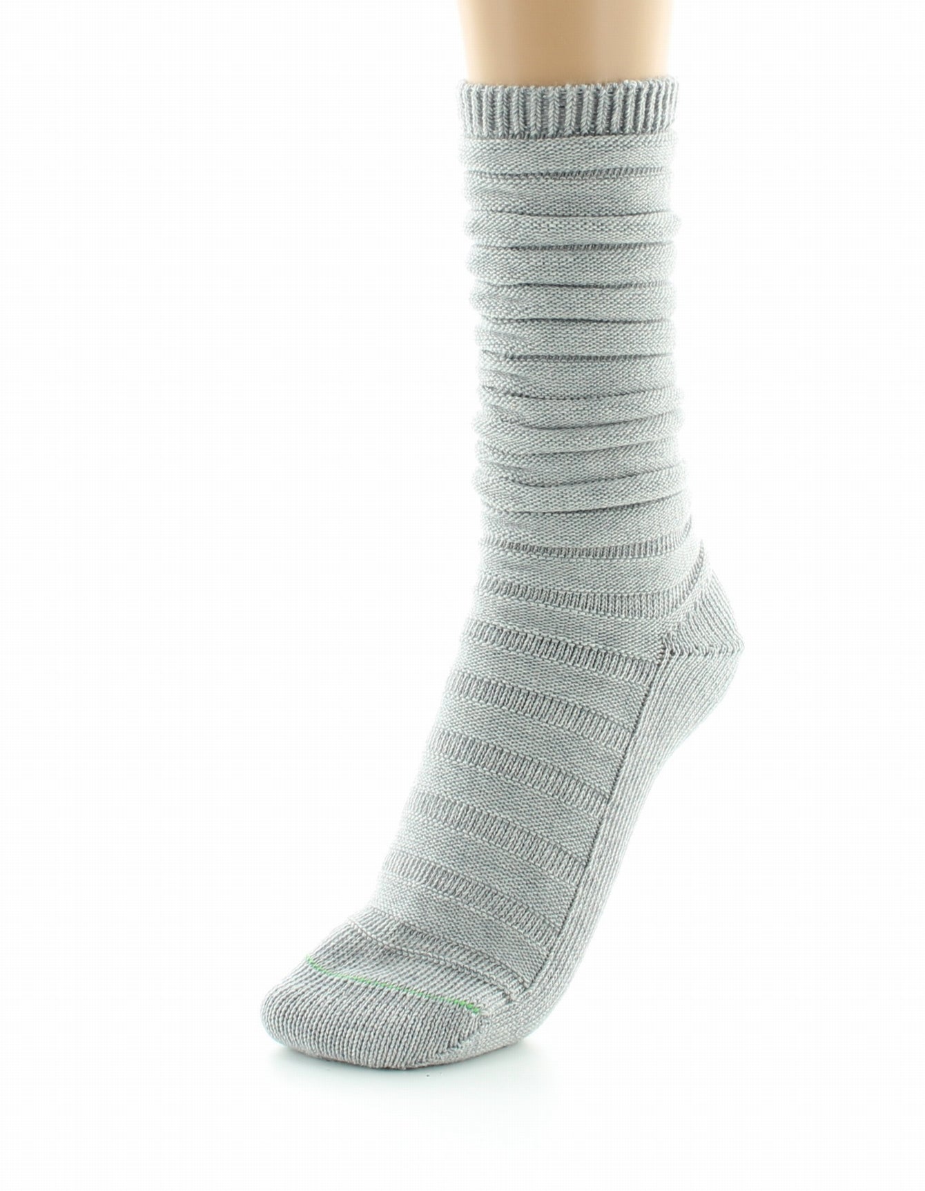 Chaussettes Femme Maille Plissée Pur coton Bio GRIS CLAIR