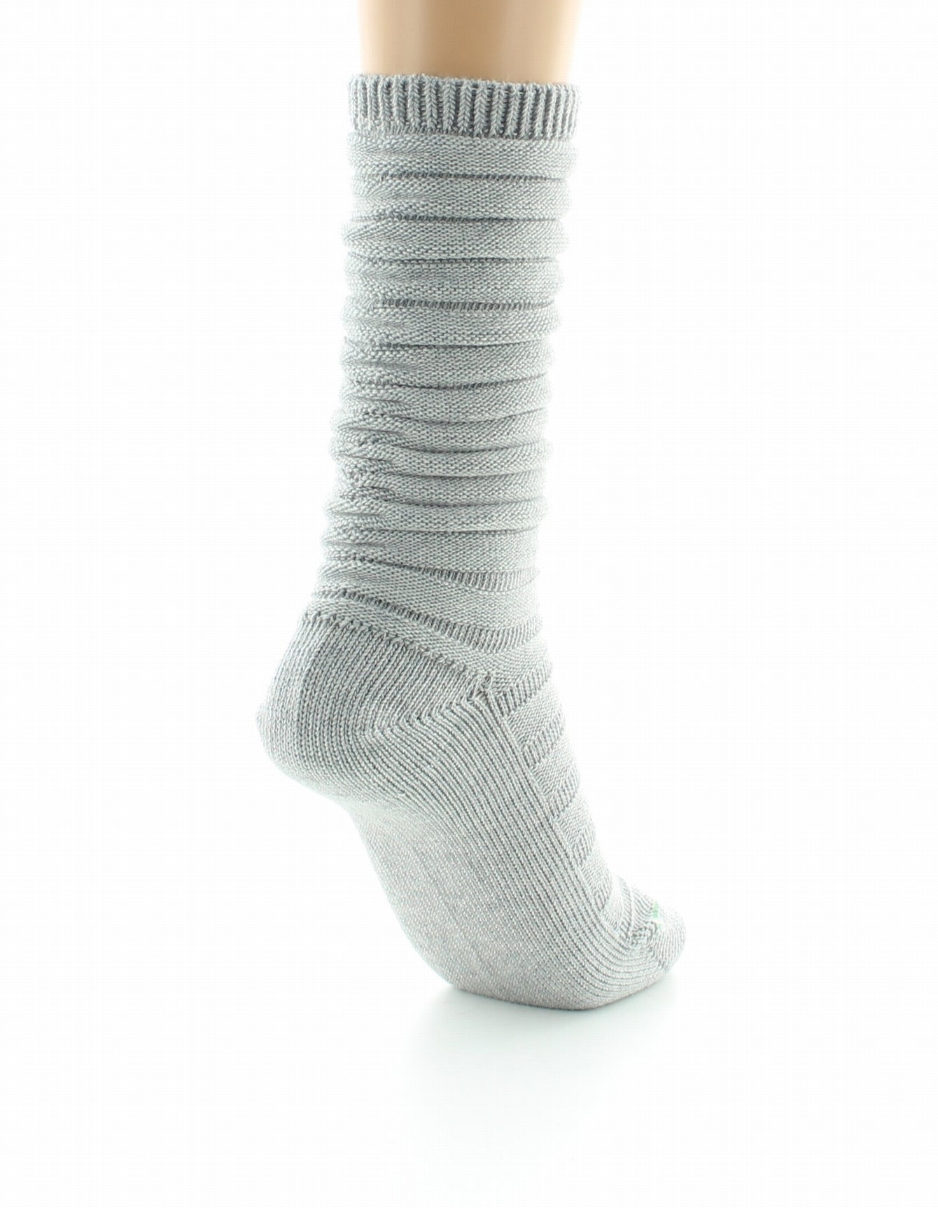 Chaussettes Femme Maille Plissée Pur coton Bio GRIS CLAIR