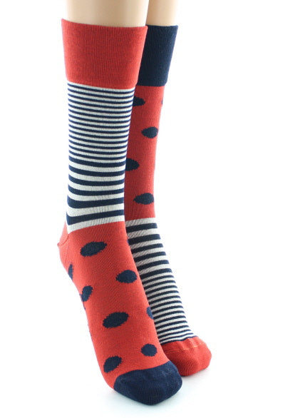 Chaussettes Femme Pois et Rayures ORANGE